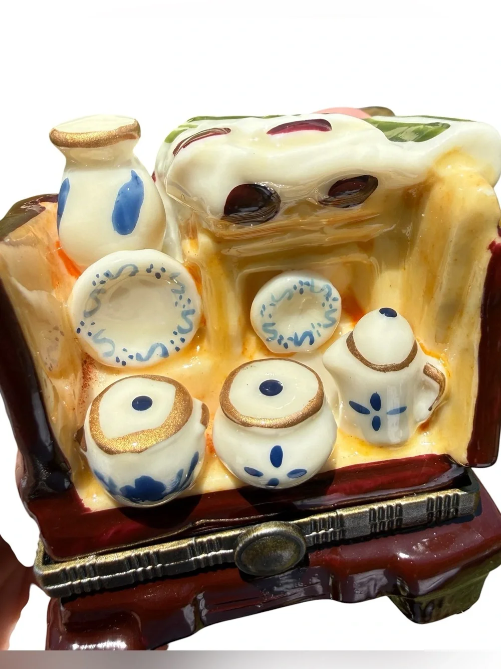 Vintage Miniature Kitchen Cupboard Trinket Box Porcelain Hutch Keepsake Limoges